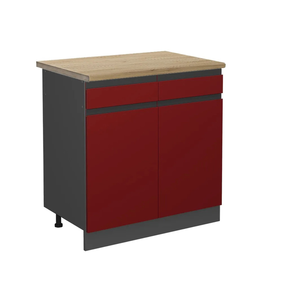Vicco Küchenunterschrank R-Line Schubladenschrank in Rot/Anthrazit mit Eiche-Optik, Breite: 80 cm - Bild 2