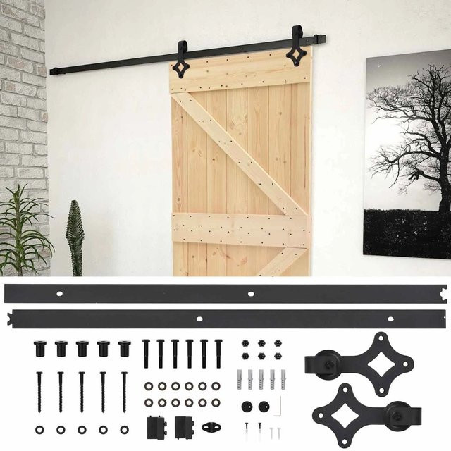 vidaXL Schiebetür modern in Braun und Schwarz aus Holz und Stahl, B/H: 90 x 210 cm - Bild 1