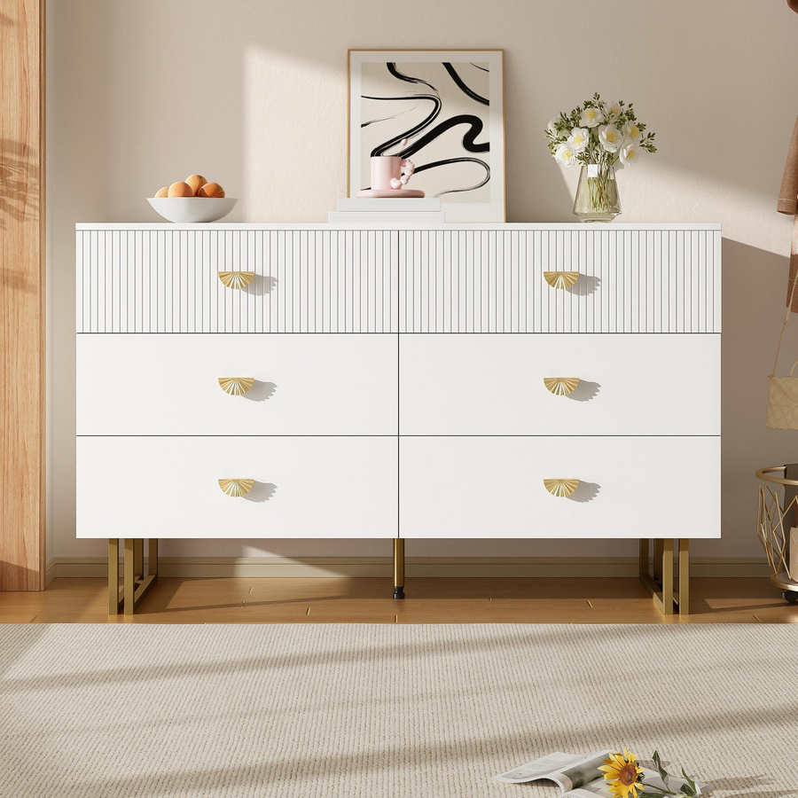 Modernes Sideboard von GL Store in Weiß mit goldenen Akzenten, B/T/H: 120 x 40 x 75 cm - Bild 2