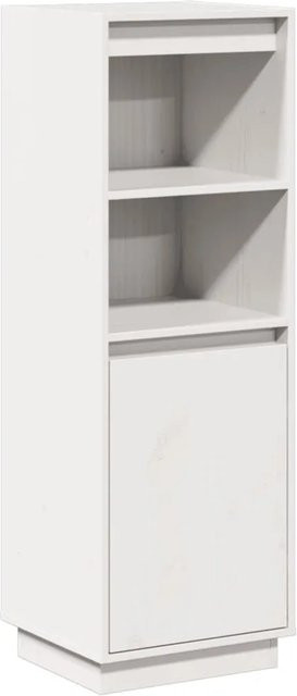 vidaXL Highboard aus Kiefer-Massivholz in Weiß mit Türen und Regalfächern, B/T/H: 37 x 34 x 110 cm - Bild 1