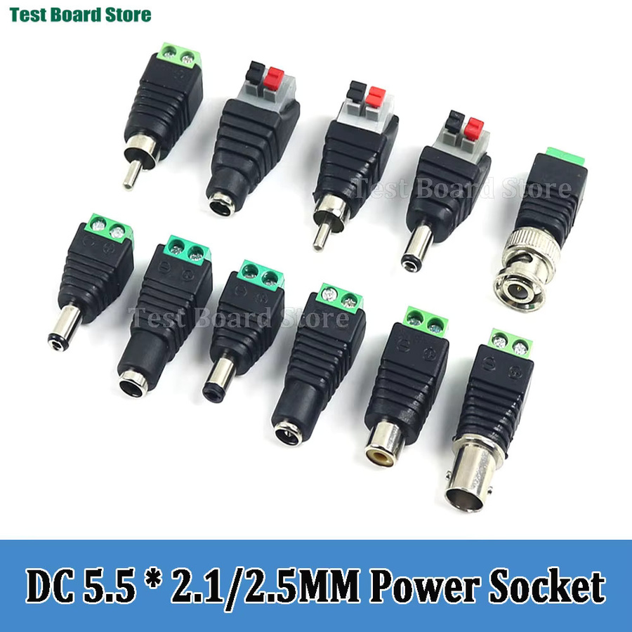 2er-Set DC-Adapter Set Männlich und Weiblich BNC-Anschlüsse Schwarz 5,5 x 2,1 mm / 2,5 mm für LED und CCTV-Kameras - Bild 2