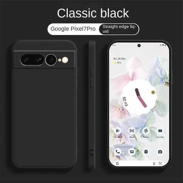 Stoßfeste Flüssigsilikon Schutzhülle für Google Pixel 6 7 6A 7A 8 Pro 9 9A 10 in Schwarz - Bild 1