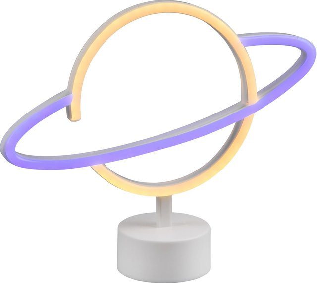 Reality LED Tischleuchte Planet in Weiß, B: 24,5 cm, H: 29 cm, T: 8,5 cm - Bild 1