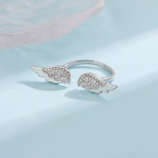 GaGa-Duck Ring 925 Silber, Kristall, Engel Flügel, Unisex - Bild 1