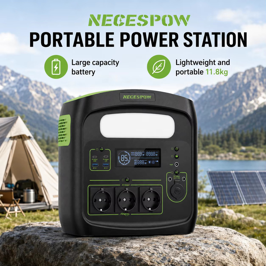 Tragbare Powerstation NECESPOW N7576 in Schwarz mit 483,84Wh, 700W Dauerleistung, 1400W Spitzenleistung, 230V Ausgang und PD100W USB-C Schnellladung - Bild 5