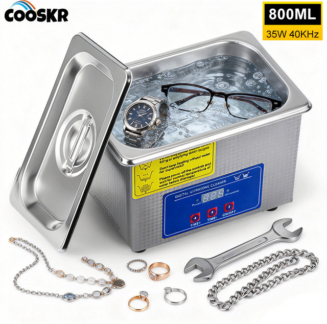 Ultraschallreiniger von ragee in Silber mit 35W und 40KHz zur Reinigung von Brillen und Schmuck, Volumen: 800ml - Bild 1