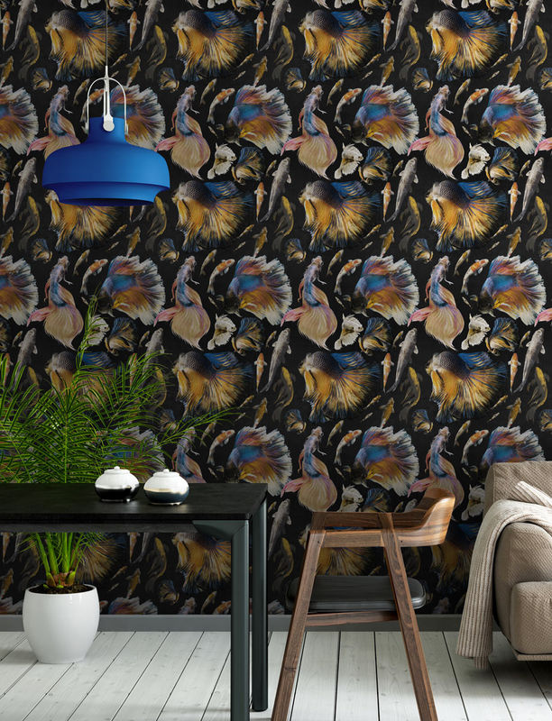 MINDTHEGAP Wandtattoo Goldfish Mural in Anthrazit und Schwarz mit Tiermotiv - Bild 2