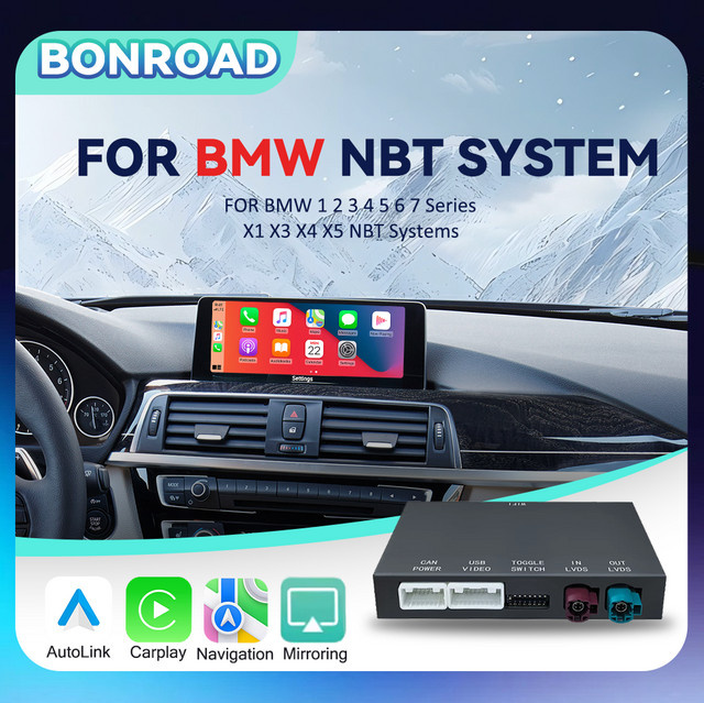 BONROAD Wireless CarPlay Android Auto und Airplay Autolink Mirroring Adapter MMI Box Modul für BMW NBT-System, Schwarz - Bild 1