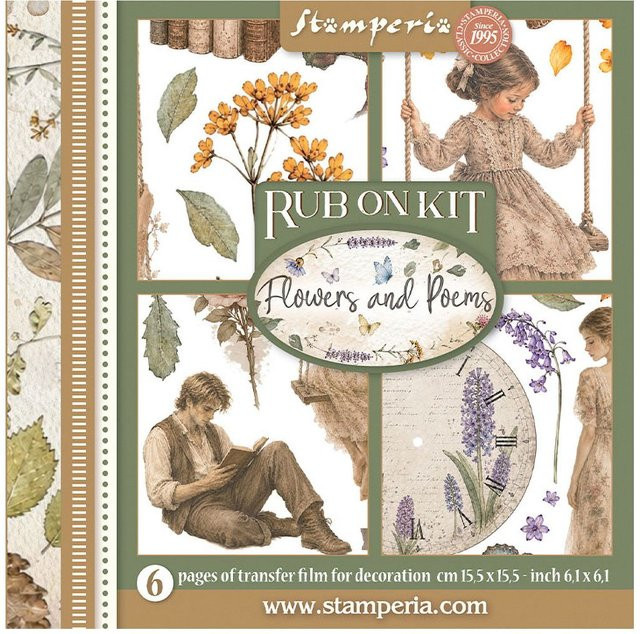 Stamperia Rub On Sortiment Flowers and Poems in Multicolour - Bild 1
