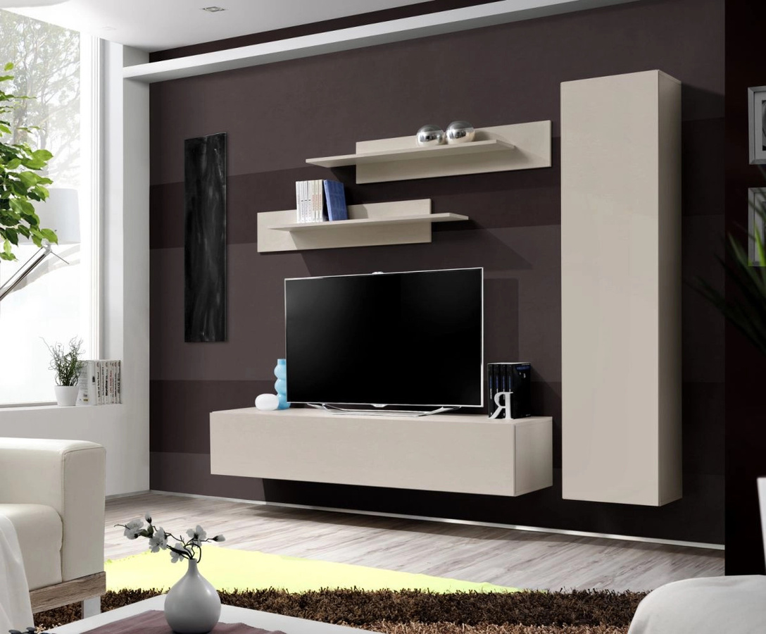 Moderne Wohnwand Inn.Furn in Kaschmir Beige mit Lowboard, Wandregal und Schränken, Breite: 210 cm - Bild 5