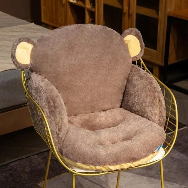Plüsch Sitzkissen Kaninchen in Braun als Lendenkissen für Büro und Sofa, B/T/H: 55 x 40 x 40 cm - Bild 1