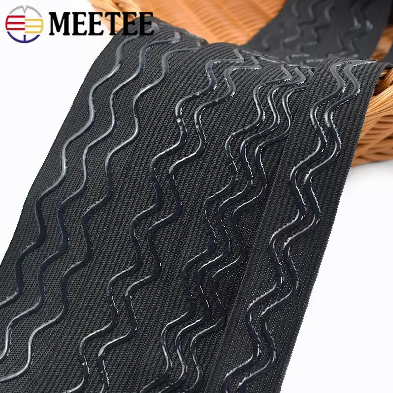 Meetee Silikon-Gummiband Schwarz, 10m elastisches Stretchband für BHs, Sportbekleidung und DIY-Zubehör, Breite: 8-30mm - Bild 2