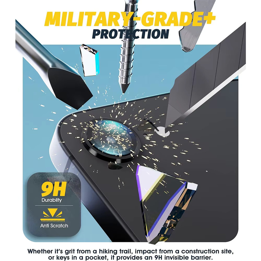 Glitzer Kameralinsen-Schutzabdeckung aus Glas für iPhone 13 bis iPhone 17 Pro Max in Schwarz von NYFundas - Bild 6