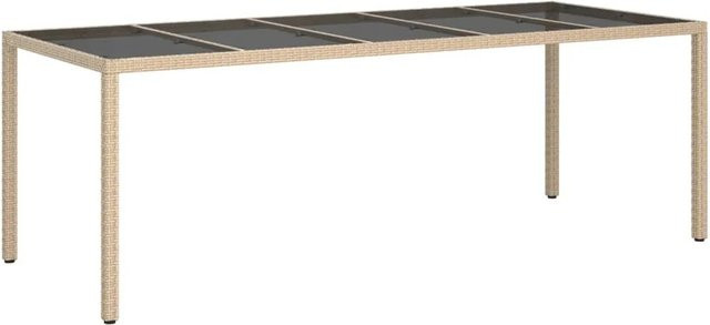 vidaXL Gartentisch aus Polyrattan und Glas in Beige und Schwarz, B/T/H: 250 x 100 x 75 cm - Bild 1