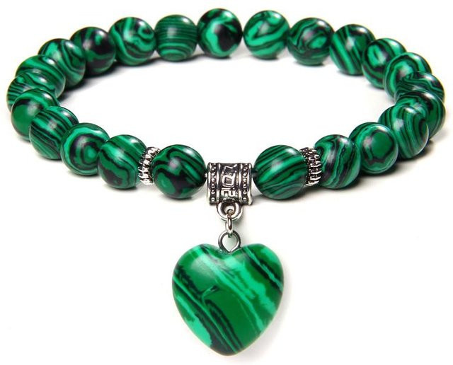 SunFlowers Story Armband, Unakite Jasper Perlen, Herz Form Anhänger, Unisex - Bild 1