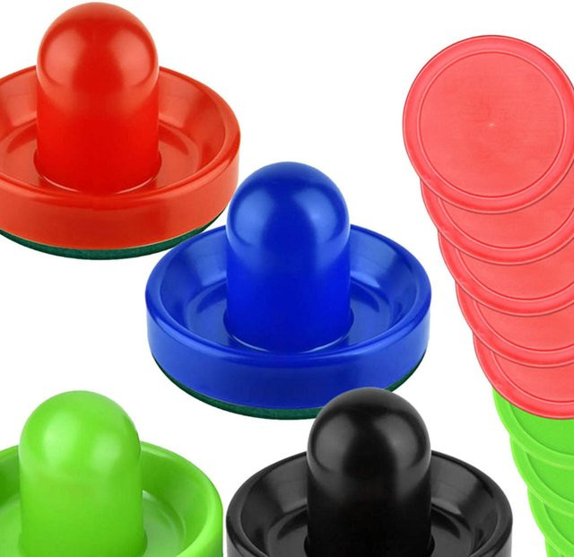 Kidsly Air Hockey Pusher, 4 Farben, 2,5 Zoll Pucks und 8 Pucks 96mm Standard mit Filz - Bild 1