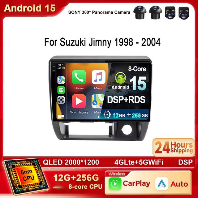 TIEYEZ Android 15 Autoradio für Suzuki Jimny 1998-2004 mit 2K Touchscreen, Carplay, 4G, WIFI, Bluetooth und GPS in Schwarz - Bild 1