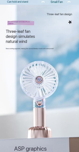 MEET SUN Mini Desktop-Lüfter, tragbarer und geräuscharmer Ventilator mit 500mAh Akku, Blau - Bild 1