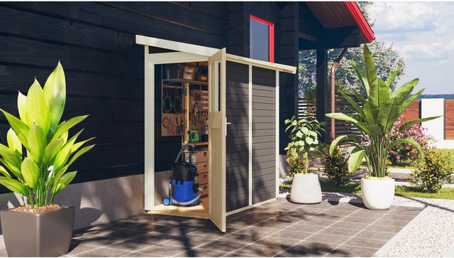 Karibu Gartenhaus Ulvsund aus Holz mit Pultdach in Terragrau, B: 99 cm, B: 182 cm, H: 214 cm - Bild 1