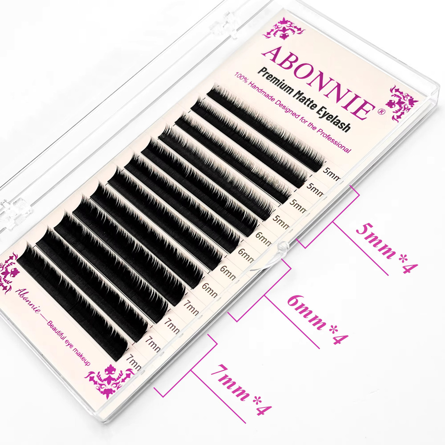 Abonnie Cilios Ellipse Bottom Lashes Wimpernverlängerung, mattschwarz, 5–7 mm - Bild 3