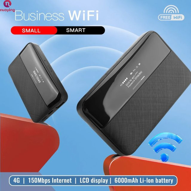 NUOYING Tragbarer Mini 4G LTE Router mit 6000mAh Akku und SIM-Kartensteckplatz in Schwarz - Bild 1
