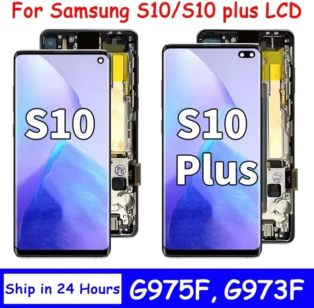Samsung S10 Plus S10+ G975F LCD-Display mit Rahmen als Ersatzbildschirm und digitaler Touchscreen in Schwarz - Bild 1
