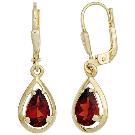 Colfem Ohrringe, 333 Gelbgold, 2 Granate rot - Bild 1