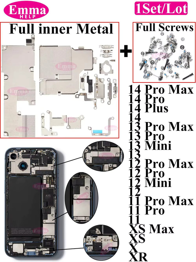 EmmaHelp Vollmetall-Schraubenhalter Set mit Schildplatte in Silber für iPhone 11 12 13 14 15 Pro Max Plus - Bild 3