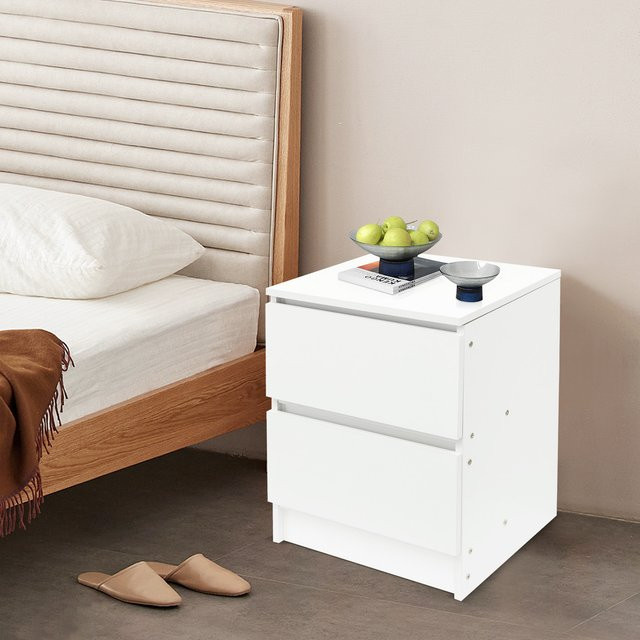 Bymaocar Nachttisch mit 2 Schubladen in Weiß, kleiner Aufbewahrungsschrank für das Schlafzimmer, B/T/H: 32 x 30 x 41 cm - Bild 1