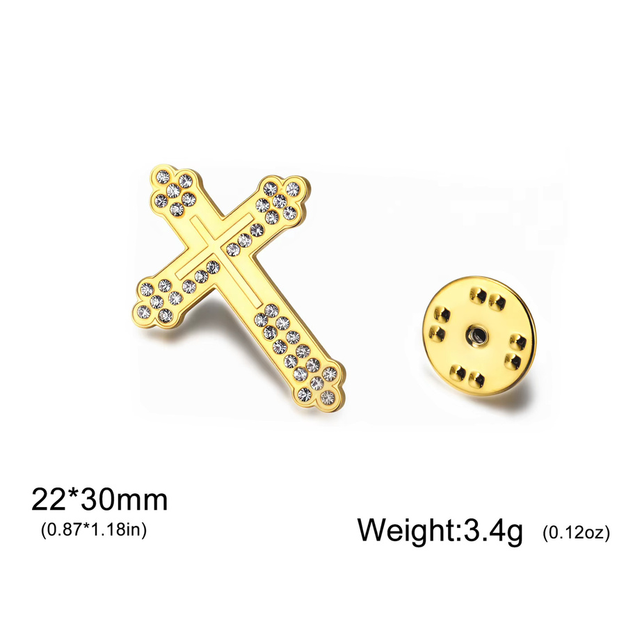 Cazador Brosche Kreuz, Edelstahl, Zirkonia, Gold, Unisex - Bild 3
