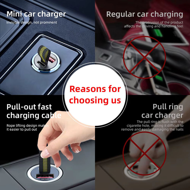 200 W Mini-USB-Autoladegerät mit USB-C PD Schnellladefunktion in Schwarz für iPhone, Huawei und Samsung - Bild 3