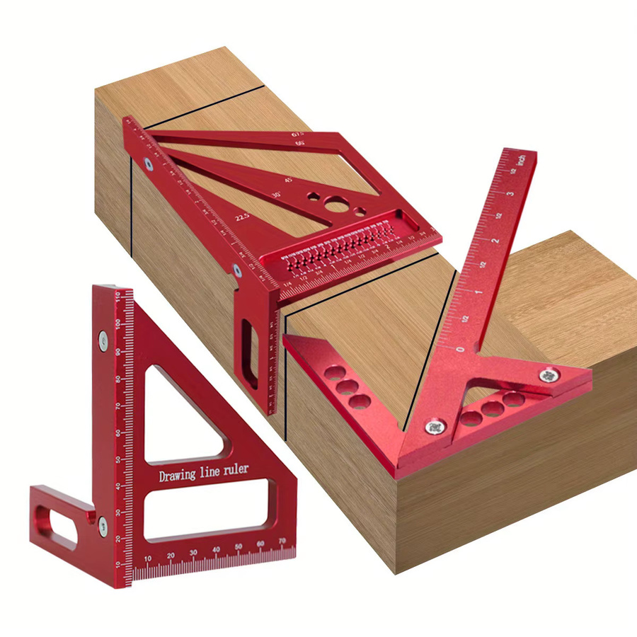 FNICEL Carpenter Square Winkelmesser Set mit Center Scribe Gauge und T-Typ Scriber in Rot - Bild 2