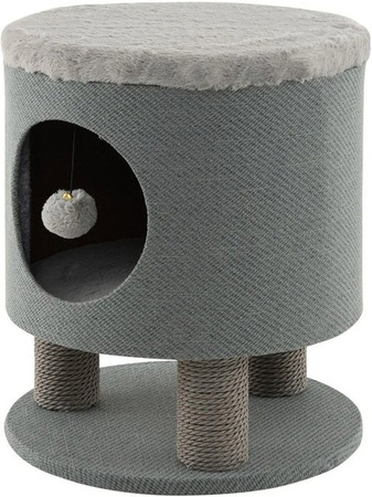 Costway Katzenmöbel Kletterbaum mit Katzenhöhle und integriertem Spielzeug, Grau, B/T/H: 40 x 40 x 47 cm