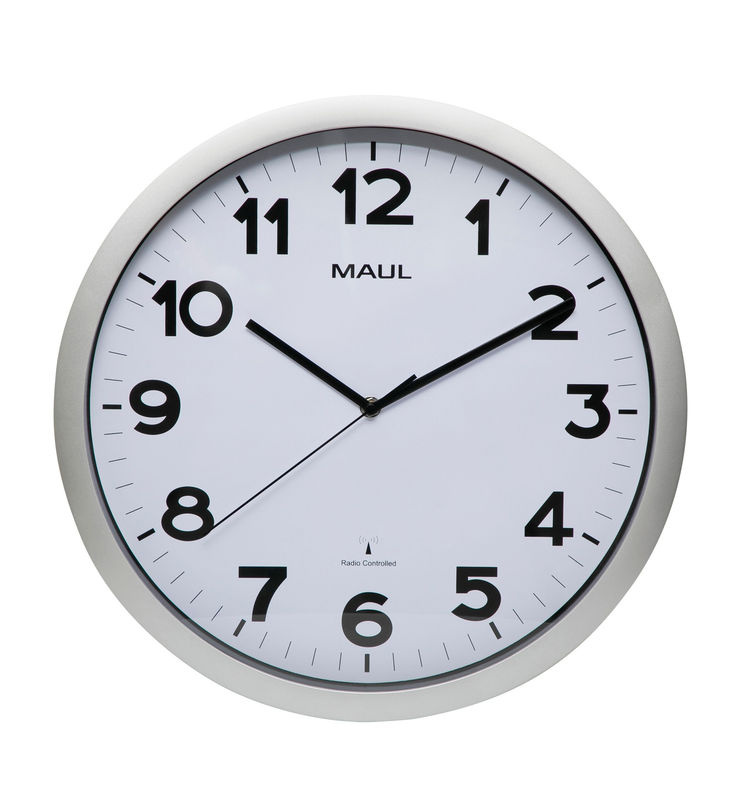 MAULstep Funk Wanduhr in Silber mit schwarzen arabischen Ziffern, rund, Durchmesser: 35 cm - Bild 2