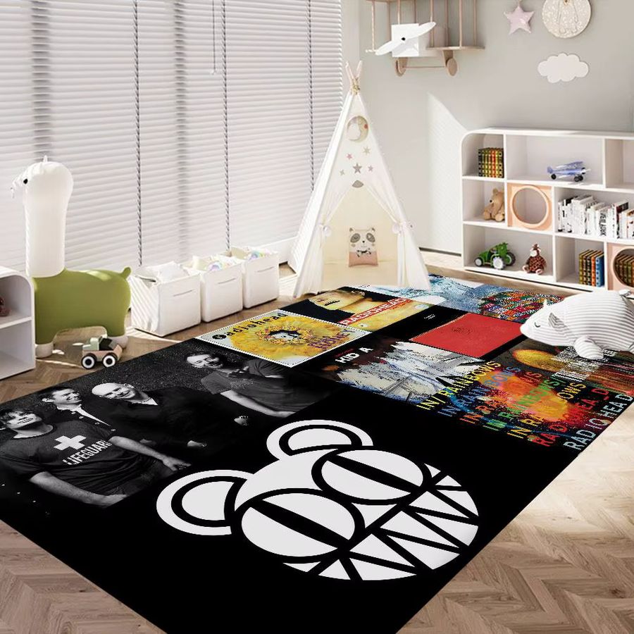 Potdemiel Radioheads Musik-Kunst-Bodenmatte in Multicolor, rutschfester Retro-Teppich für Wohnzimmer und Küche - Bild 2