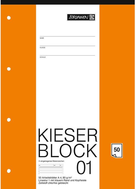 Brunnen Kieserblock Lineatur 1 in Orange und Blau, B/T/H: 80,0 x 50,0 x 50,0 cm - Bild 1