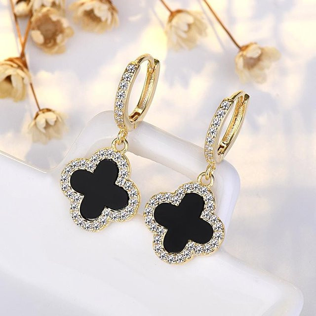Wucifang Jewelry Kleeblatt-Ohrringe, Zirkonia, Diamant, Damen - Bild 1