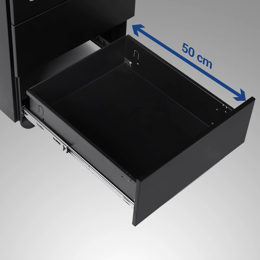 SONGMICS Rollcontainer für Büro und Home Office aus Metall, Schwarz Matt, Abschließbar mit 3 Schubladen - Bild 5