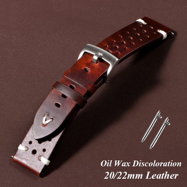 HQstrap Uhrenarmband Leder, Rindsleder, Ölwachs, Vintage, 20–22 mm, Unisex - Bild 1