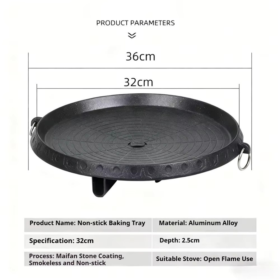 KOSUN Maifan Stein-Grillpfanne aus Aluminium, rund, schwarz, antihaftbeschichtet - Bild 6