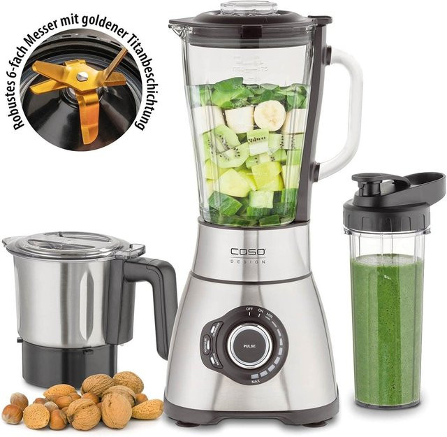 Caso Standmixer B 1800 Set in Silber mit Edelstahlgehäuse, Glasbehälter und Zerkleinerer - Bild 1