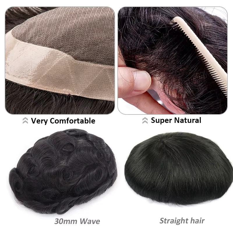 HDWIGS Herren-Haarprothese Mono NPU Toupet aus Indischem Echthaar - Bild 4