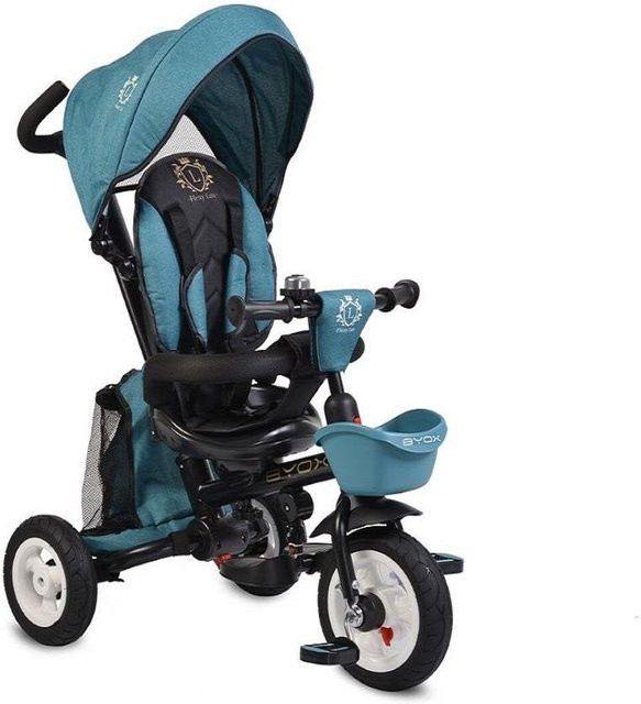 Byox Tricycle Flexy Lux 3 in 1 Dreirad mit Gummireifen und Schiebestange in Türkis - Bild 1