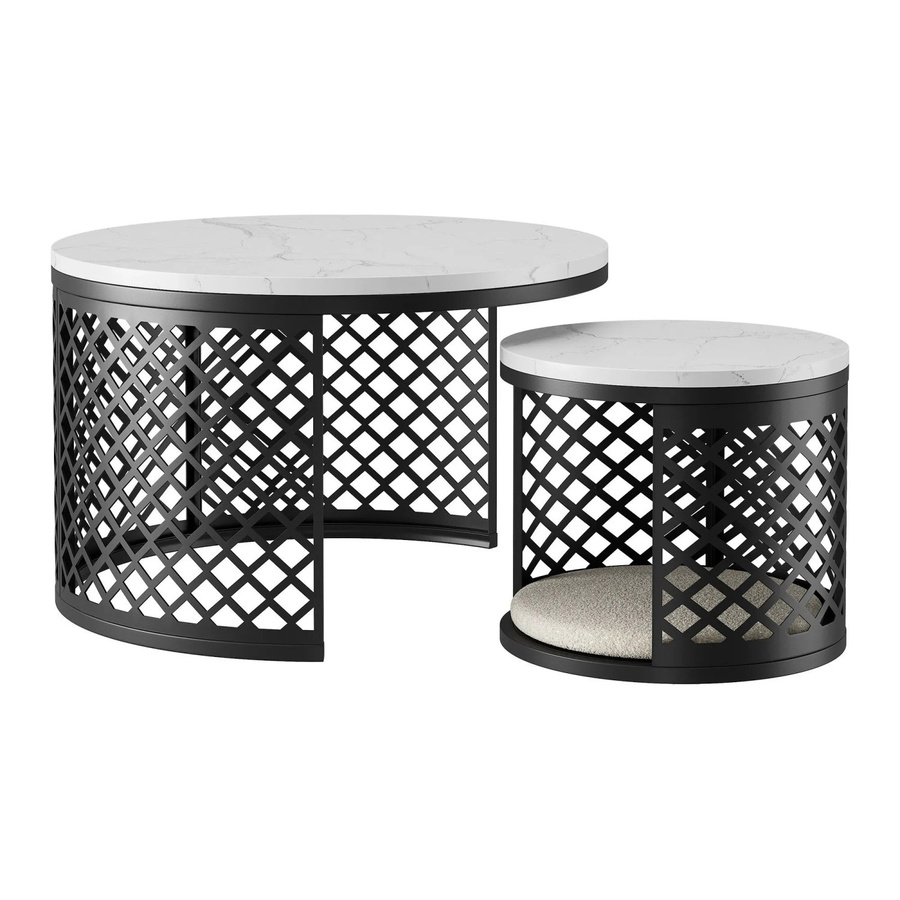 okwish Couchtisch mit Stauraum in Marmoroptik, Schwarz, B/T/H: 70 x 70 x 45 cm - Bild 2