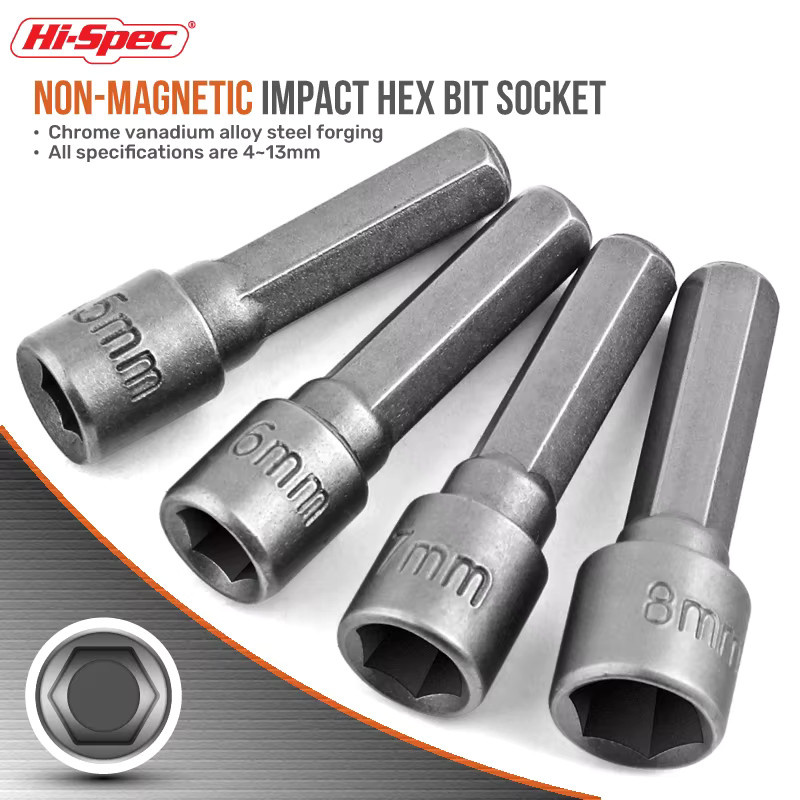 Hi-Spec Nicht-magnetisches Innensechskant-Bit-Set mit Adaptern und Steckschlüsseln für Schraubendreher und Mutter, 4-13 mm - Bild 2
