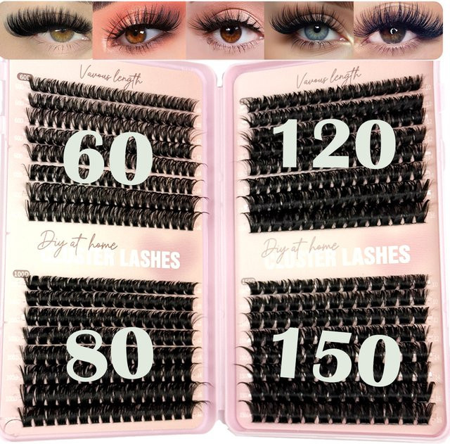 Einzelne Wimpern Cluster D Curl Mix, Black, Natürlich, Unisex - Bild 1
