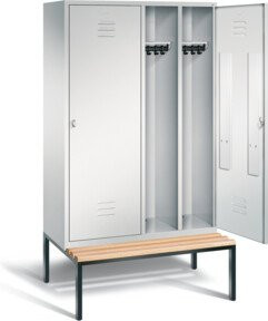 C+P Spind Classic Schwarz-Weiss mit Türen, Korpus und Gestell in Lichtgrau und Schwarzgrau, H x B x T: 209 x 119 x 81,5 cm - Bild 1