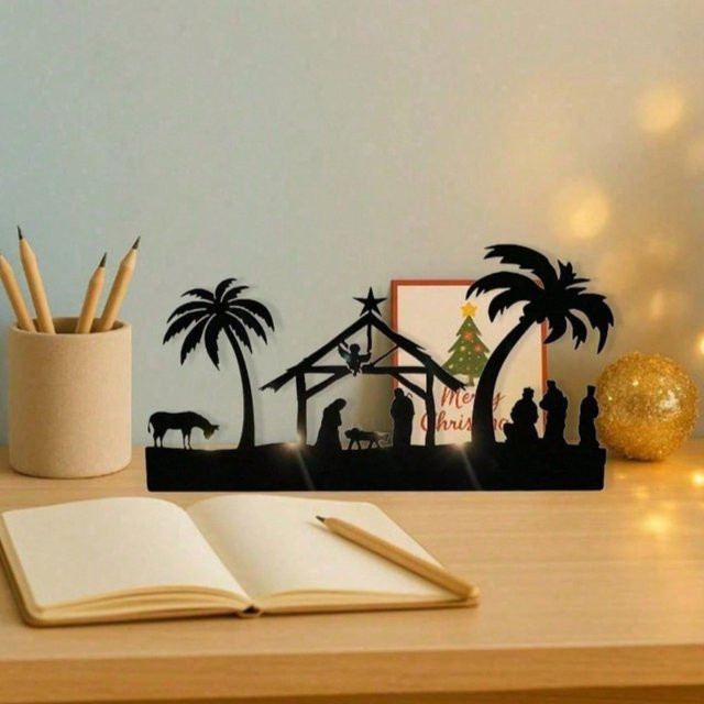 CIFBUY Metall-Kerzenhalter-Set in Schwarz für die Weihnachtskrippe im rustikalen Design - Bild 1