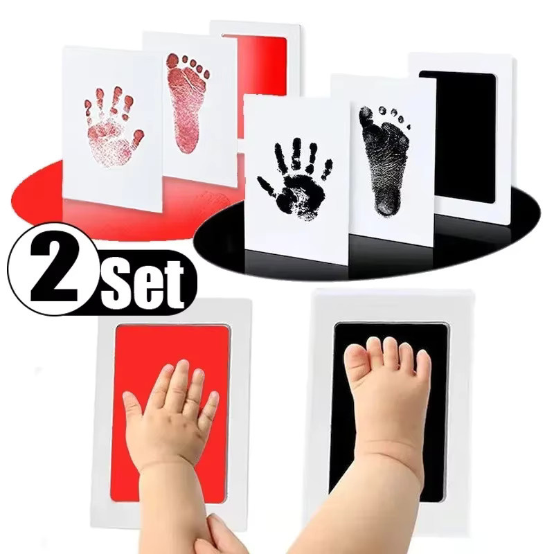 2er Set Tintenpads für Baby Hand- und Fußabdruck sowie Haustierpfoten in Schwarz, ungiftig und berührungslos - Bild 2