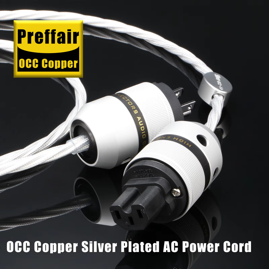 Preffair Hifi-Stromkabel mit 7N OCC versilbertem Leiter für Audiophile, weiß - Bild 2